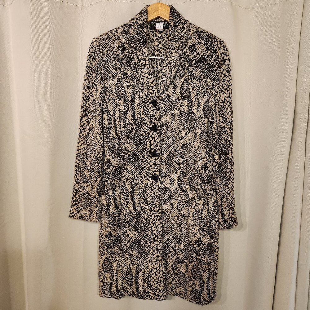 St. John Long Knit Long Jacket Snake Python Print… - image 1